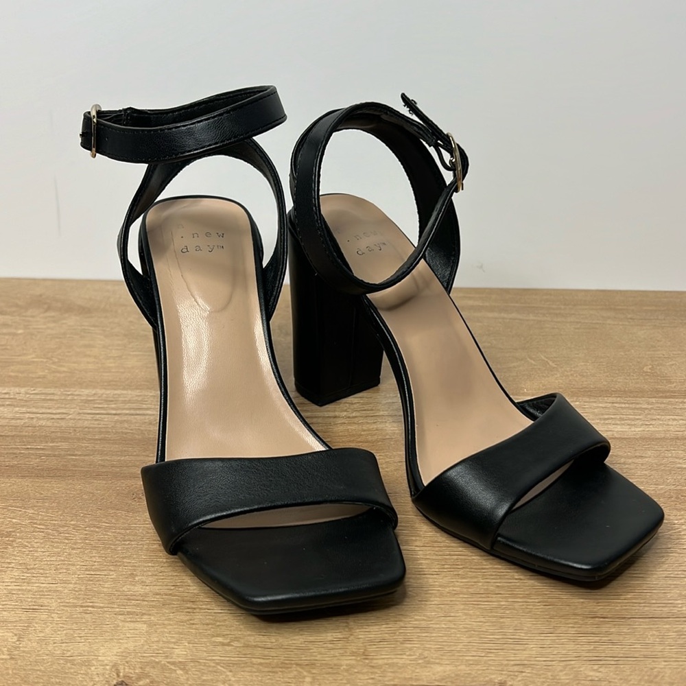 A New Day Black Strap Heels